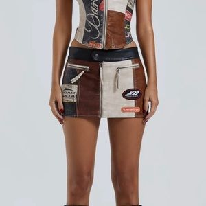 Jaded London Daytona Vegan Leather Mini Skirt